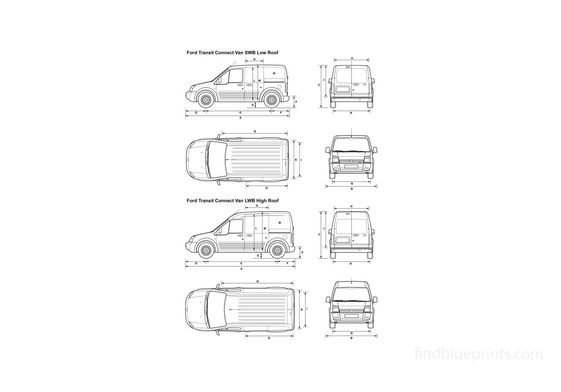 Download drawing Ford Transit Connect Van 2008 in ai pdf png svg formats